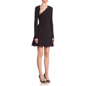 CUSHNIE Winona Long Sleeve Fit & Flare Dress in Black Size 10